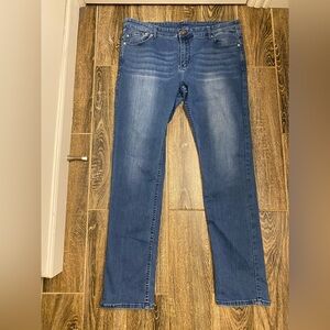 Mugsy Mens 38x36 Slim Fit Cotton Rayon Blend Stretch Mid Wash Denim Blue Jeans